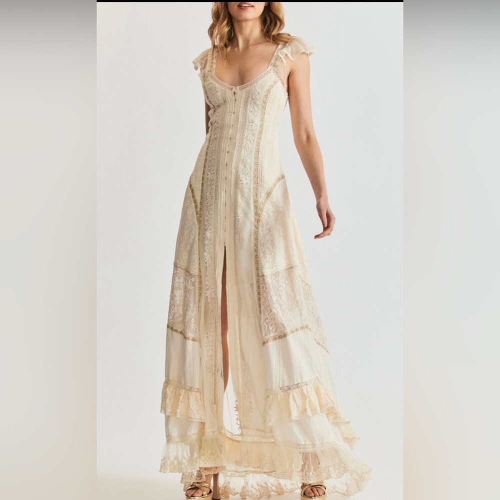 BRAND NEW! Loveshackfancy saskia lace trimmed cotton maxi dress in size XS/0.